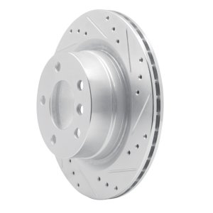 BMW 128I Brake Rotor (1) - Rear Right - R1 Concepts - Drilled & Slotted - Silver - `08-`13